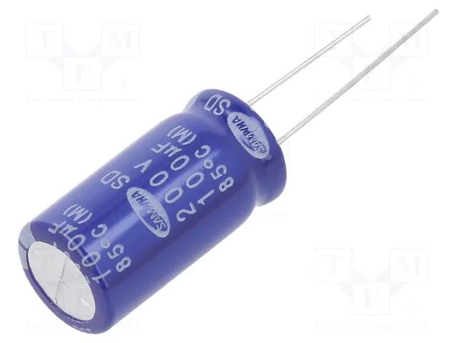 Capacitor: electrolytic; THT; 100uF; 200VDC; Ø12.5x25mm; ±20% SAMWHA SD2D107M12025BB