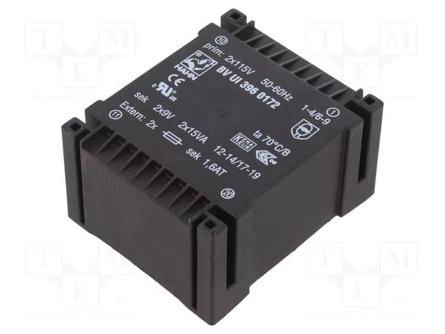 Transformer: encapsulated; 30VA; 115VACx2; 9V; 9V; 1666mA; 1666mA HAHN BVUI3960172
