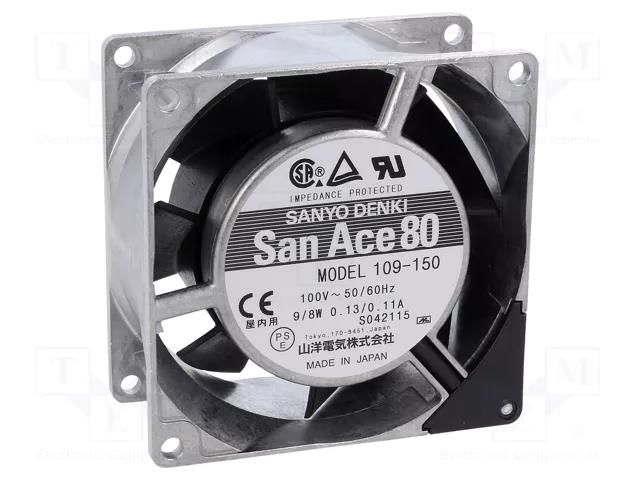 Fan: AC; axial; 80x80x38mm; 54m3/h; 35dBA; ball; 2700rpm; 100VAC SANYO DENKI 109-150