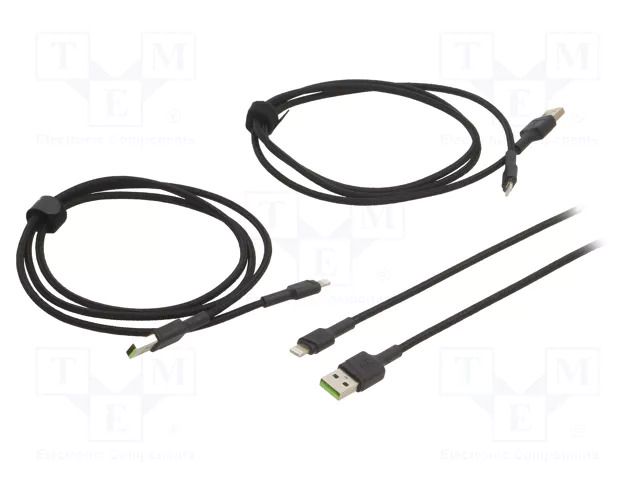 Cable; USB 2.0; Apple Lightning plug,USB A plug; black; 480Mbps GREEN CELL GC-KABGCSET05