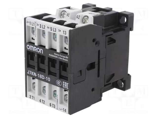 Contactor: 3-pole; Auxiliary contacts: NO; 24VAC; 18A; J7KN; 690V OMRON J7KN-18D-10-24