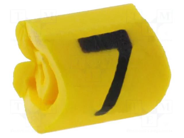 Markers; Marking: 7; 1÷3mm; PVC; yellow; -65÷105°C; leaded; HGDC1-3 HELLERMANNTYTON 515-01674