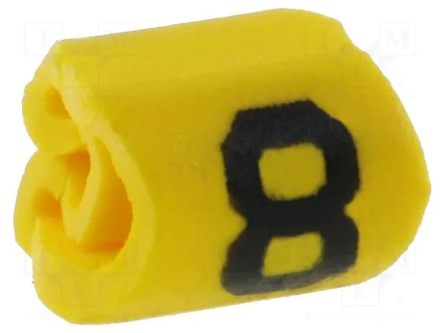 Markers; Marking: 8; 1÷3mm; PVC; yellow; -65÷105°C; leaded; HGDC1-3 HELLERMANNTYTON 515-01684
