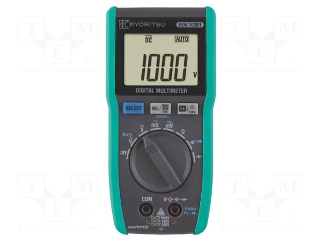 Digital multimeter; LCD; (6000); VDC: 600mV,6V,60V,600V,1kV KYORITSU KEW1020R