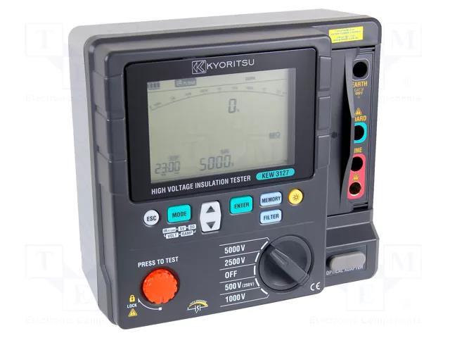 Meter: insulation resistance; LCD; VAC: 30÷600V; VDC: 30÷600V; IP65 KYORITSU KEW3127