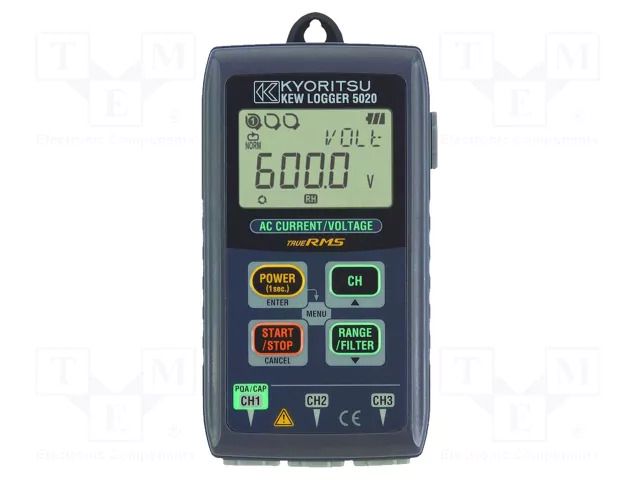 Data logger; AC voltage,AC current,leakage current; Ch: 3; 9.9V KYORITSU KEW5020