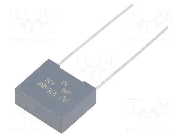 Capacitor: polypropylene; 0.018uF; ESR: 42.44mΩ; THT; ±5%; 2.612A KEMET R76PF21805050J