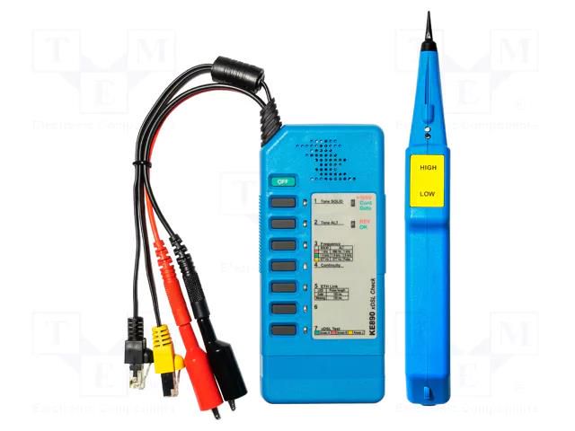 Tester: network; headphone jack,RJ11,RJ45,crocodile clip Kurth Electronic KE-KE3100