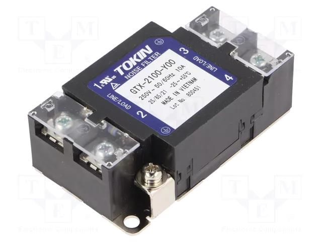 Filter: anti-interference; 250VAC; Ioper.max: 10A; Leads: screw KEMET GTX-2100-Y00