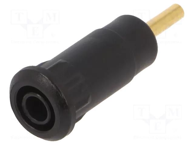 Connector: 2mm banana; socket; Overall len: 28mm; black; soldered STÄUBLI MEB2.0-L-21