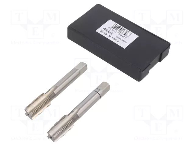 Tap; M12; 1.5; L: 70mm; Holder: hand; 7mm; Thread: fine thread; 2pcs. VÖLKEL VOLKEL-26348