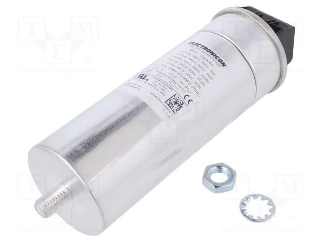 Capacitor: polypropylene; three-phase; 21uF; Ø60x164mm; 5.5kVAR ELECTRONICON 265.525-502100/221