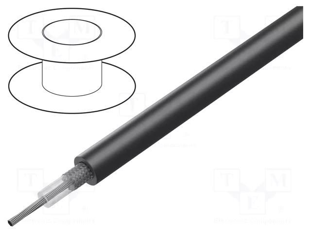 Wire: coaxial; RG58A/U; stranded; Cu; PVC; black; 305m; 1000ft ALPHA WIRE 9058AC-BK001