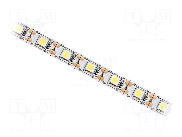 LED tape; white cold; 5050; LED/m: 60; 10mm; white PCB; IP20; 120° IPIXEL LED S010060CA1LZ-NCW