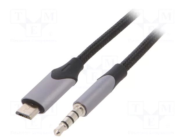Cable; Jack 3,5mm 4pin plug,USB B micro plug; nickel plated; 1m VENTION BDGBF