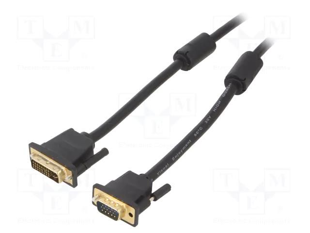 Cable; D-Sub 15pin HD plug,DVI-I (24+5) plug; PVC; Len: 3m; black VENTION EACBI