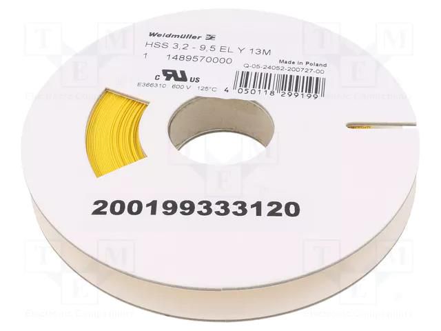 Heat shrink sleeve; glueless; 3: 1; 9.5mm; L: 13m; yellow WEIDMÜLLER WM-1489570000