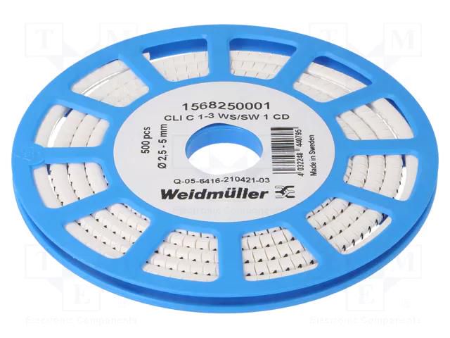 Markers; Marking: 1; 2.5÷5mm; PVC; white; -30÷80°C; leaded; CLI C WEIDMÜLLER WM-1568250001