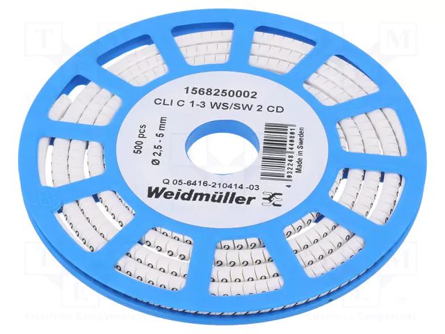 Markers; Marking: 2; 2.5÷5mm; PVC; white; -30÷80°C; leaded; CLI C WEIDMÜLLER WM-1568250002
