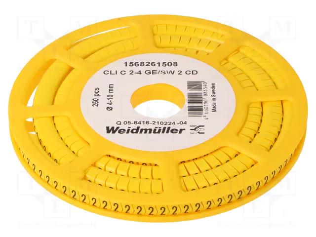 Markers; Marking: 2; 4÷10mm; PVC; yellow; -30÷80°C; leaded; CLI C WEIDMÜLLER WM-1568261508