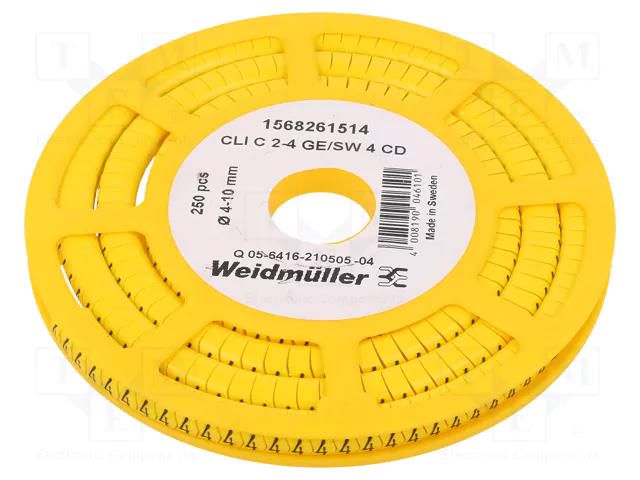 Markers; Marking: 4; 4÷10mm; PVC; yellow; -30÷80°C; leaded; CLI C WEIDMÜLLER WM-1568261514