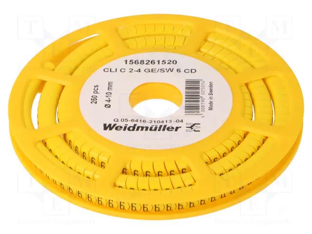 Markers; Marking: 6; 4÷10mm; PVC; yellow; -30÷80°C; leaded; CLI C WEIDMÜLLER WM-1568261520