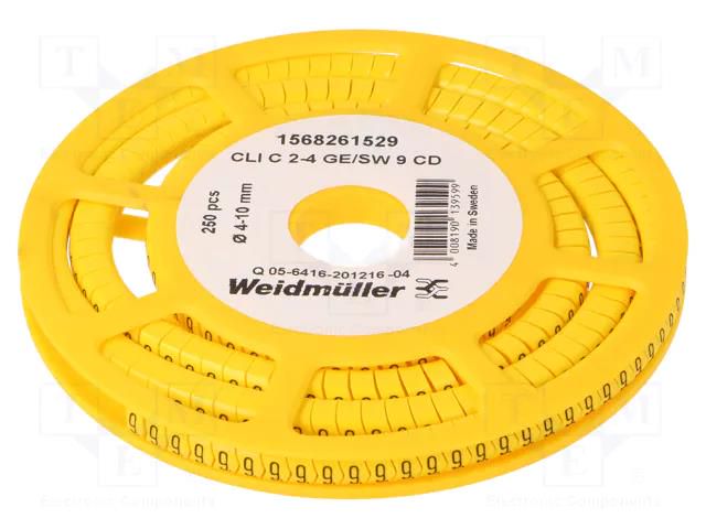 Markers; Marking: 9; 4÷10mm; PVC; yellow; -30÷80°C; leaded; CLI C WEIDMÜLLER WM-1568261529