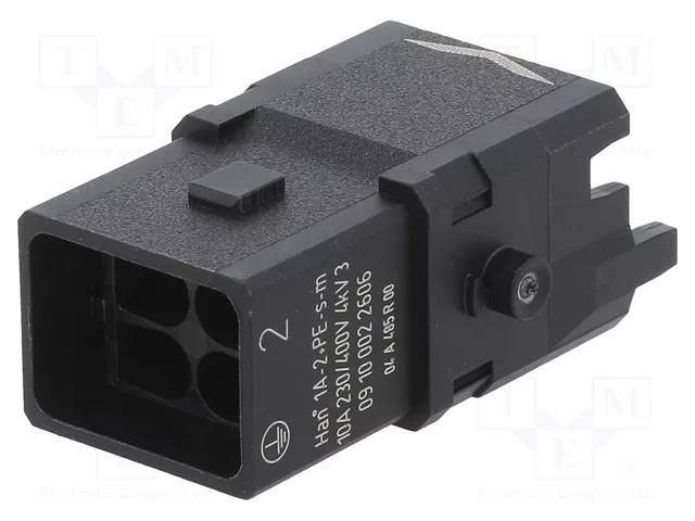 Connector: HDC; contact insert; male; Han® 1A; PIN: 3; 2+PE; size 1A HARTING 09100022606