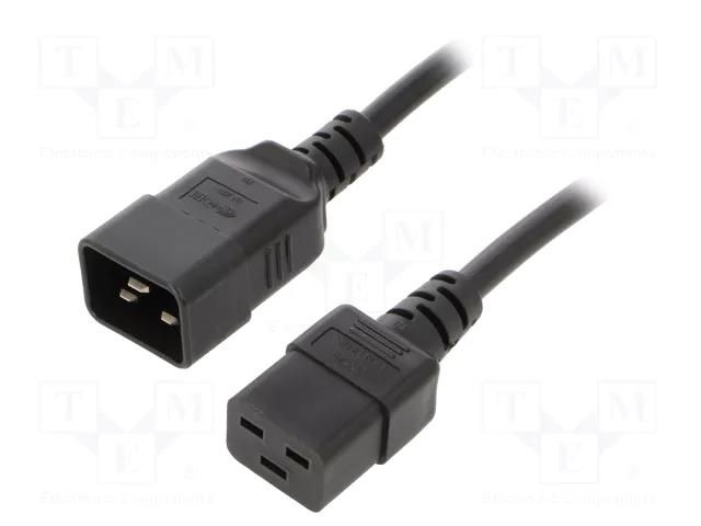 Cable; 3x1.5mm2; IEC C19 female,IEC C20 male; PVC; 1m; black; 16A LIAN DUNG WN113-3/15/1B