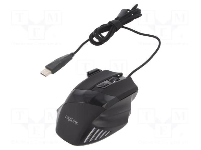 Optical mouse; black; USB; wired; Features: DPI change button LOGILINK ID0202