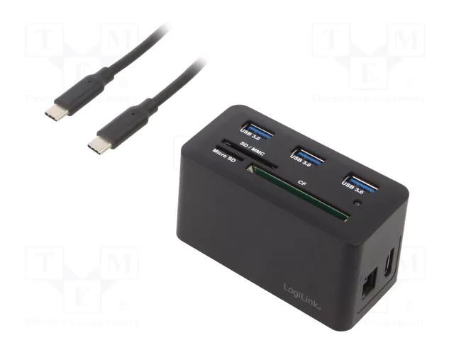 Docking station; USB 3.2; 0.6m; black; Standard: Power Delivery LOGILINK UA0370