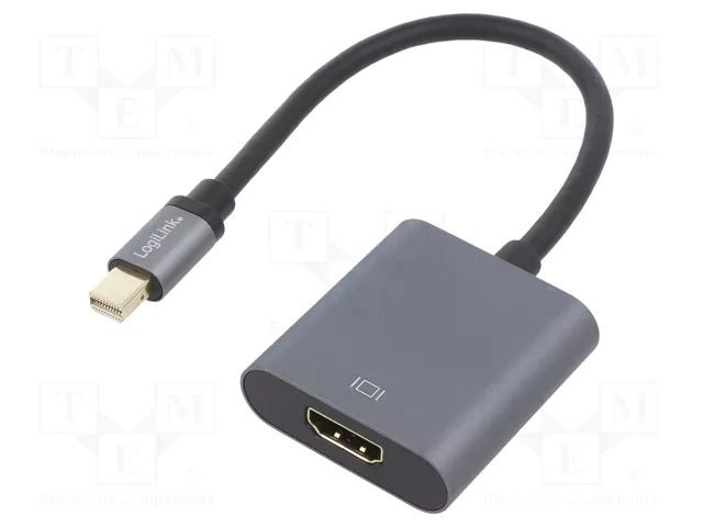 Adapter; HDMI socket,mini DisplayPort plug; 0.15m; aluminium LOGILINK CDA0110