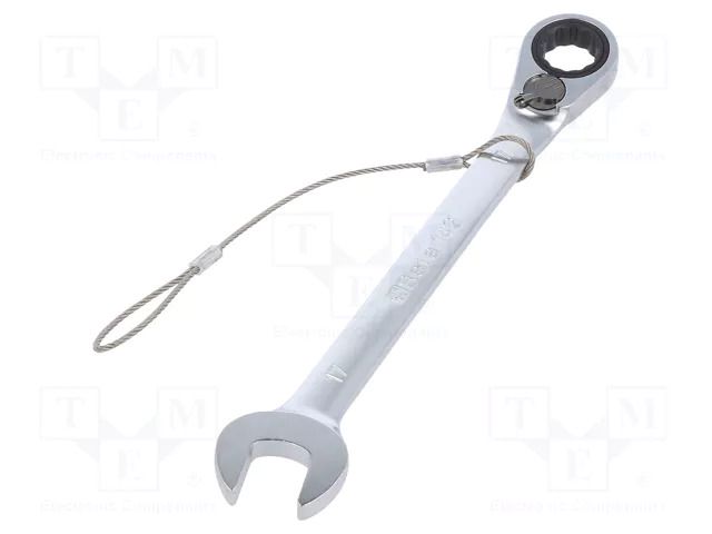 Wrench; combination spanner,with ratchet; 17mm; steel; L: 233mm BETA BE142HS/17