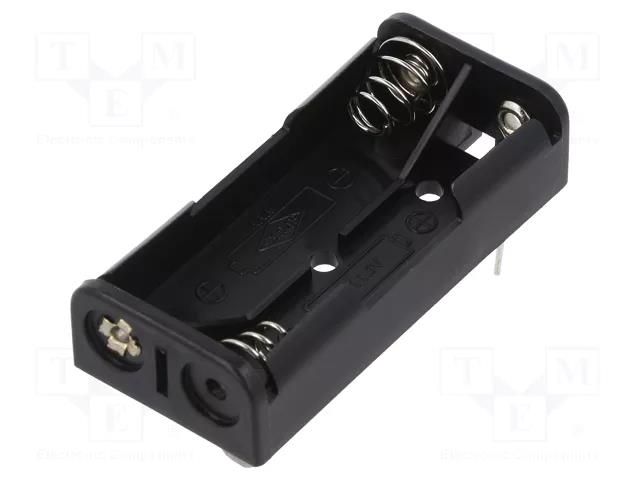 Holder; AAA,R3; Batt.no: 2; for PCB; black COMF BH-421-3P