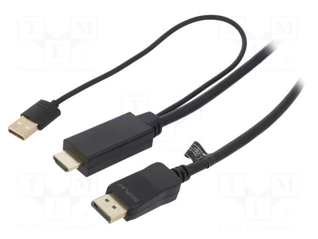 Cable; DisplayPort plug,HDMI plug,USB A plug; 2m; black LOGILINK CH0091
