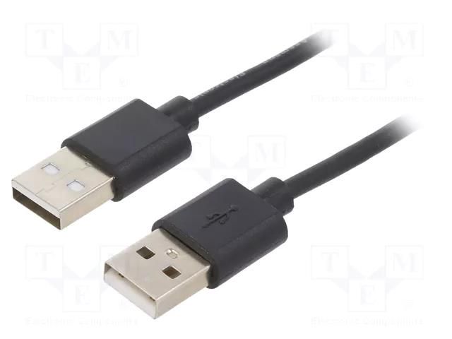 Cable; USB 2.0; USB A plug,both sides; nickel plated; 3m; black DIGITUS AK-300100-030-S