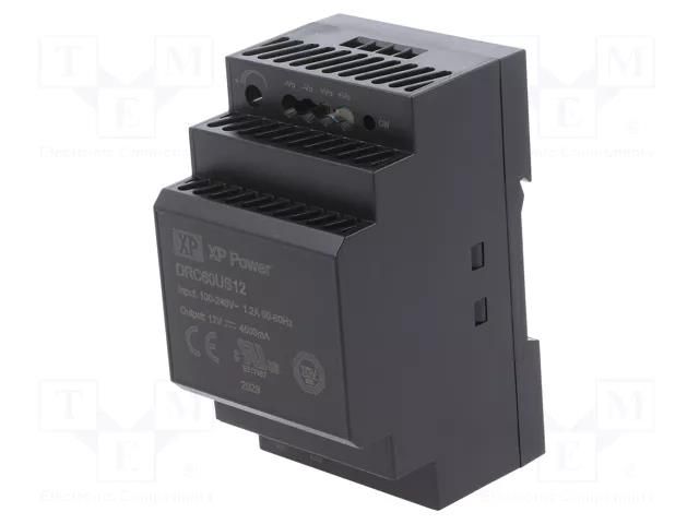 Power supply: switching; for DIN rail; 54W; 12VDC; 4.5A; 85÷264VAC XP POWER DRC60US12