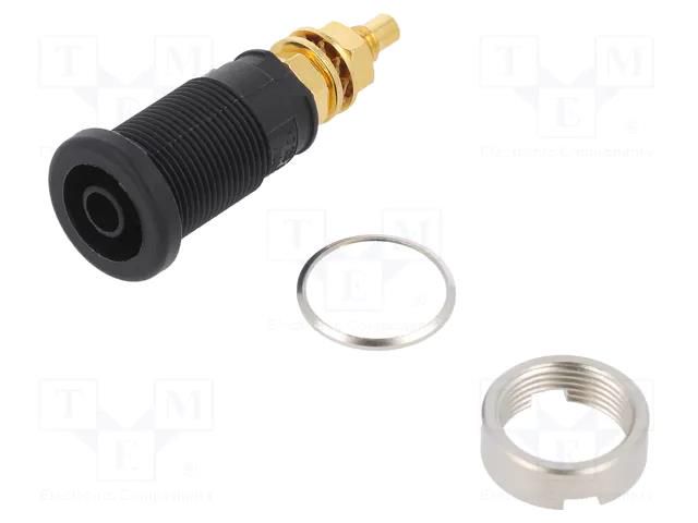 Connector: 4mm banana; socket; 32A; 1kVDC; black; gold-plated; 39mm HIRSCHMANN T&M SEB2600G-SW