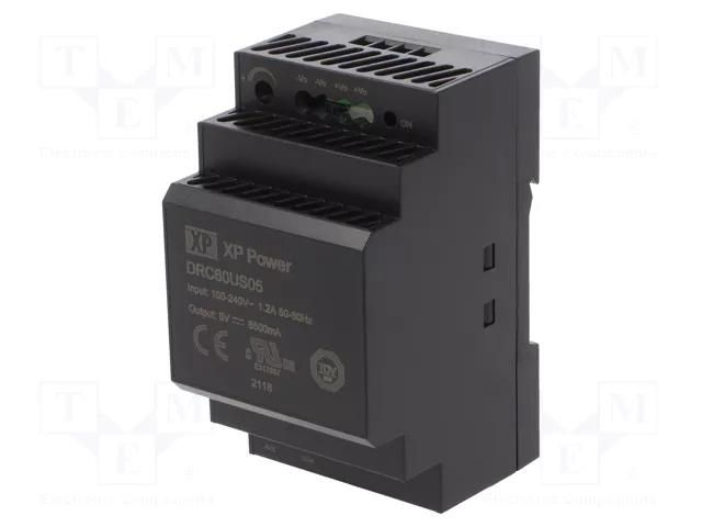 Power supply: switching; for DIN rail; 33W; 5VDC; 6.5A; 85÷264VAC XP POWER DRC60US05