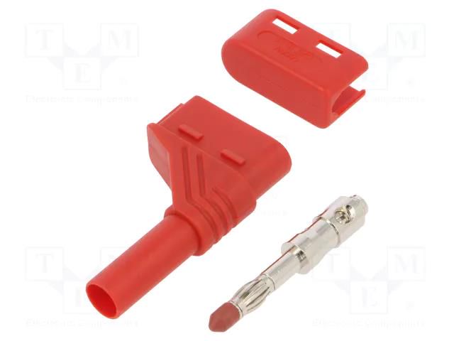 Connector: 4mm banana; plug; 24A; 60VDC; red; gold-plated; on cable HIRSCHMANN T&M LASNWSAU-RT