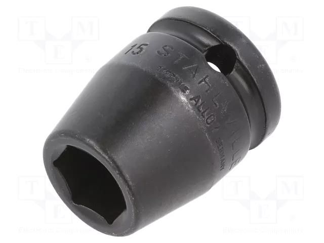 Socket; 6-angles,socket spanner,impact; HEX 15mm; 1/2"; IMPACT STAHLWILLE ST-23010015