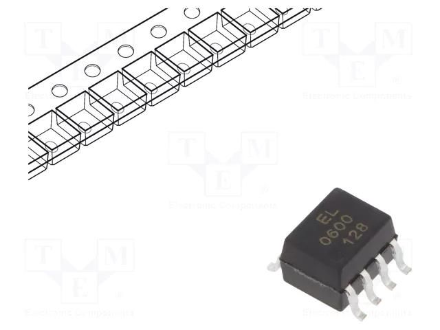 Optocoupler; SMD; Ch: 1; OUT: logic; 3.75kV; 10Mbps; SOP8; EL06XX EVERLIGHT EL0600-TA