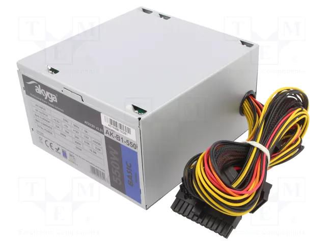 Power supply: computer; ATX; 550W; 3.3/5/12V; Features: fan 12cm AKYGA ZA-ZAS550