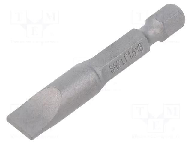 Screwdriver bit; slot; 8x1.6mm; Overall len: 50mm BETA BE862LP/1.6X8.0