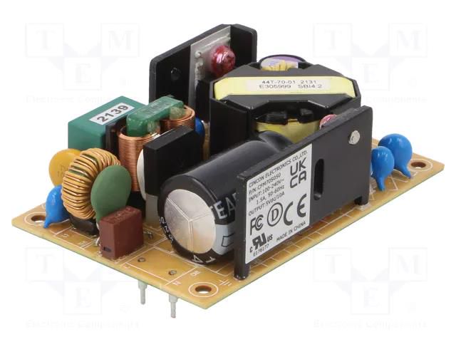 Converter: AC/DC; 70W; Uin: 90÷264VAC; 5VDC; Iout: 10A; 86%; CFM70S CINCON CFM70S050-P