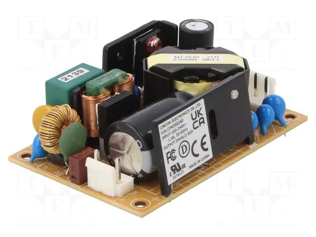 Power supply: switching; open; 70W; 90÷264VAC; 24VDC; 2.94A; 90% CINCON CFM70S240