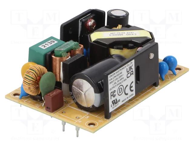 Converter: AC/DC; 70W; Uin: 90÷264VAC; 24VDC; Iout: 2.94A; 90%; 3000V CINCON CFM70S240-P