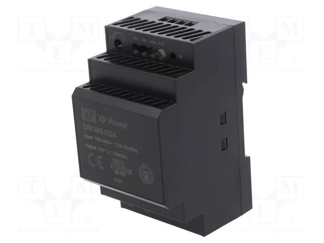 Power supply: switching; for DIN rail; 60W; 24VDC; 2.5A; 85÷264VAC XP POWER DRC60US24