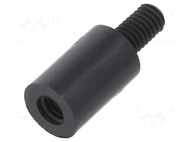 Screwed spacer sleeve; cylindrical; polyamide; M4; M4; 12mm; black DREMEC TFM-M4X12/DR287RD