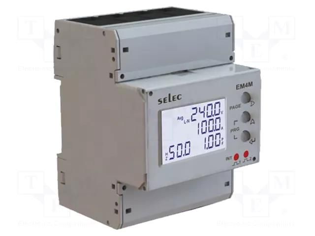 Counter; digital,mounting; for DIN rail mounting; LCD; 85÷265VAC SELEC EM4M-3P-C-100A